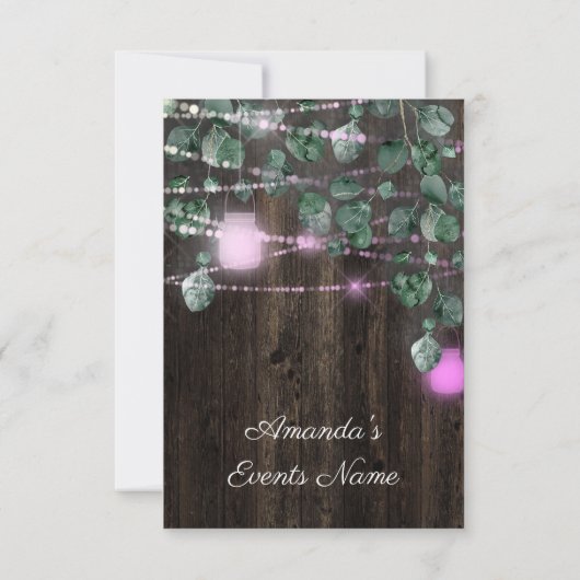 Brautparty Sweet 16. Pinky Jars Light Einladung (Rückseite)