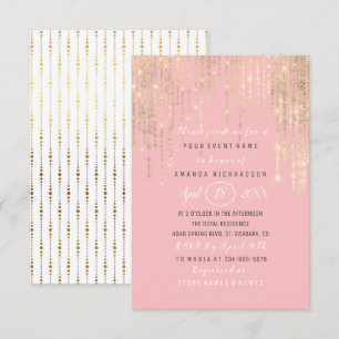 Brautparty Sweet 16. Rosa Rose Gold Streifen Einladung