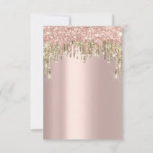 Brautparty Sweet 16. Rose Glitzer Tropfen Einladung (Rückseite)