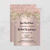 Brautparty Sweet 16. Rose Glitzer Tropfen Einladung (Vorne/Hinten)