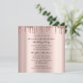 Brautparty Sweet 16. Tropfen Rose Herz Einladung (Stehend Vorderseite)