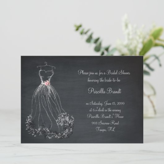 Brautparty, Tafel, Träume kleiden, Pfingstrosen an Einladung (Stehend Vorderseite)