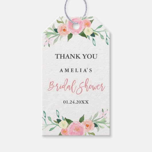 Brautparty-Tags für botanisches Blumenwasser Geschenkanhänger (Vorderseite)