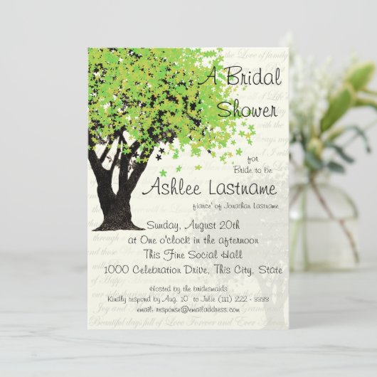 Brautparty tanzende Blooms Tree Einladung (Stehend Vorderseite)