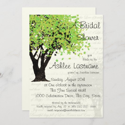 Brautparty tanzende Blooms Tree Einladung (Vorne/Hinten)