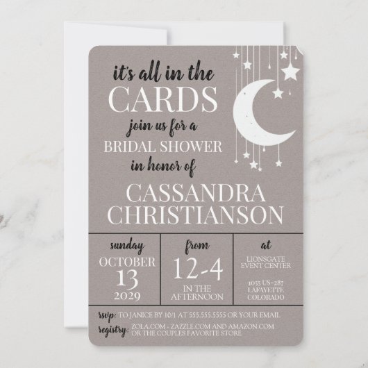 Brautparty Tarot Einladung (Rückseite)