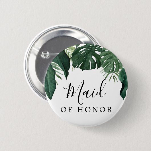 Brautparty-Taste Tropical Monstera - Haushaltshilf Button (Vorne & Hinten)