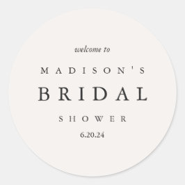 Brautparty Taupe und Schwarze Typografie Willkomme Runder Aufkleber