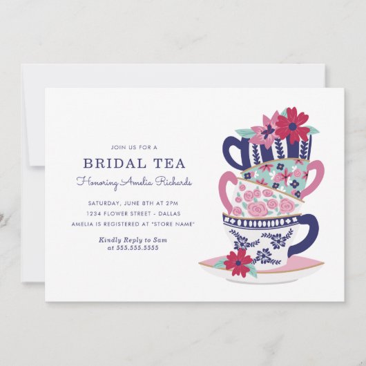 Brautparty Tea Cups Einladung (Vorderseite)