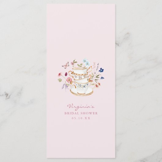 Brautparty Tea Menu Menükarte (Rückseite)