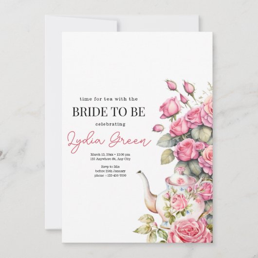 Brautparty Tea Party Bridal Teezeremonie auf dem P Einladung (Vorderseite)