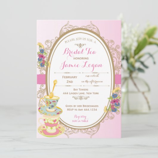 Brautparty Tea Party Einladung (Stehend Vorderseite)