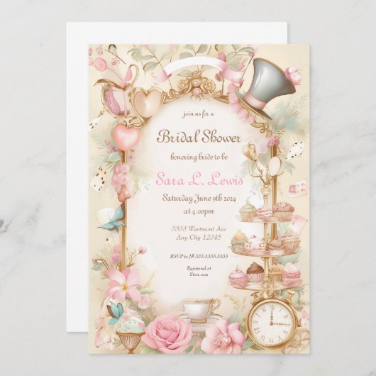 Brautparty Tea Party Einladung Hoch über der Leven (Vorne/Hinten)