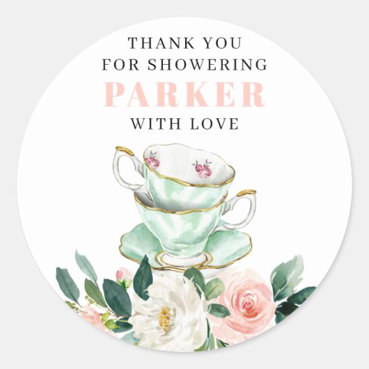 Brautparty Tea Party Runder Aufkleber (Vorderseite)