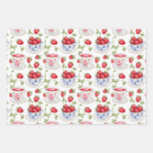 Brautparty Tea Two Strawberry One Solid Color Geschenkpapier Set (Vorderseite)