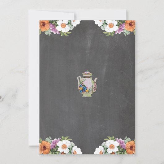 Brautparty Teapot Alice im Wunderland Einladung (Rückseite)