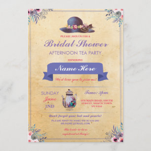 Brautparty Teapot Hat Afternoon Garden Party Einladung