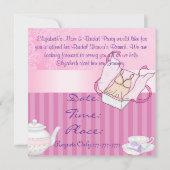 Brautparty Teapot & Teacup Damask Design Einladung (Rückseite)