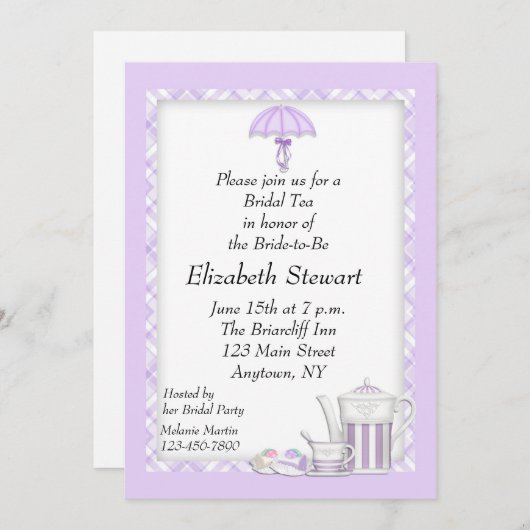 Brautparty Tee Lila Einladung (Vorne/Hinten)