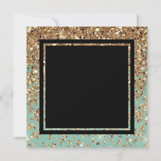 Brautparty Tee Party Blue Gold Einladung (Rückseite)