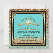 Brautparty Tee Party Blue Gold Einladung (Vorderseite)