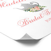 Brautparty Tee Party Blumenrosa Silber Willkommen Poster (Ecke)