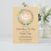 Brautparty Tee Party Blumenschmetterling Kranz Einladung (Stehend Vorderseite)