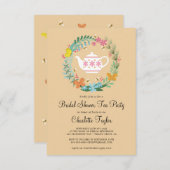Brautparty Tee Party Blumenschmetterling Kranz Einladung (Vorne/Hinten)