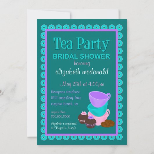 Brautparty Tee Party Einladung (Vorderseite)