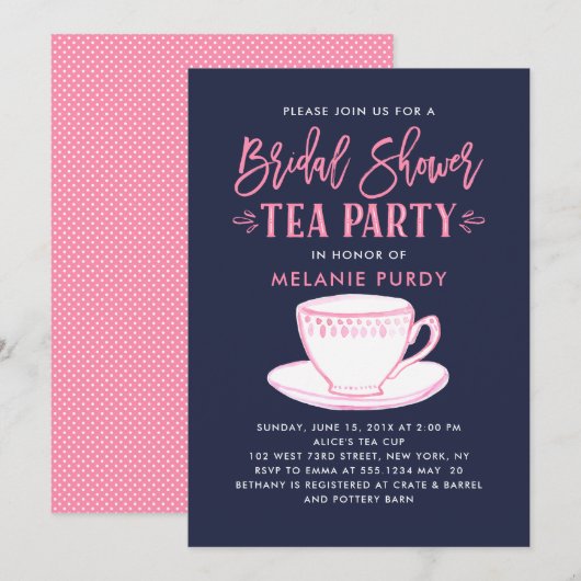 Brautparty-Tee-Party Einladung (Vorne/Hinten)