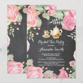 Brautparty Tee Party Einladung Floral (Vorne/Hinten)