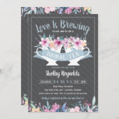 Brautparty Tee Party Einladung mit Blume (Vorne/Hinten)