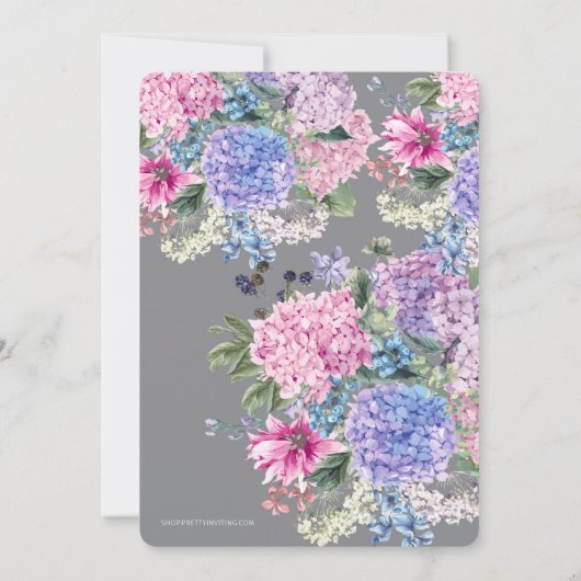 Brautparty Tee Party Einladung mit Hydrangeas (Rückseite)