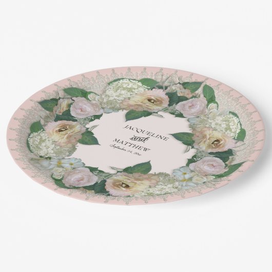 Brautparty Tee Party Hübsche Blume Spitze Doily Pappteller (Schrägansicht)