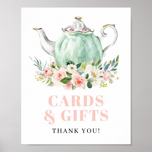 Brautparty Tee Party Karten und Geschenke Untersch Poster (Vorne)