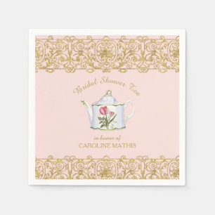 Brautparty Tee Party Luncheon Pink Gold Flora Serviette