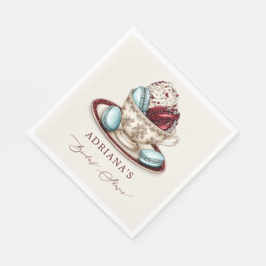 Brautparty Tee Party Macaroons Serviette (Ecke)