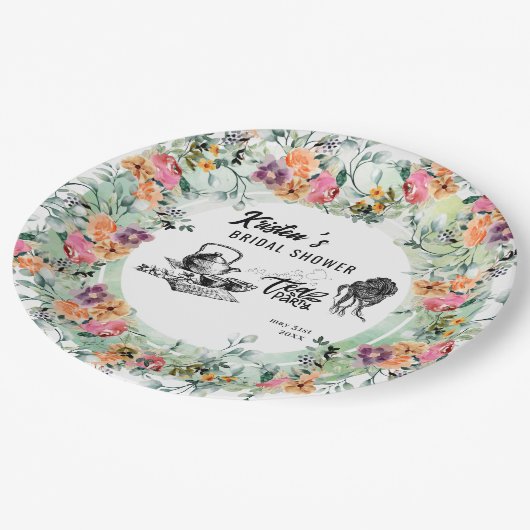 Brautparty Tee Party Paper Pappteller (Schrägansicht)