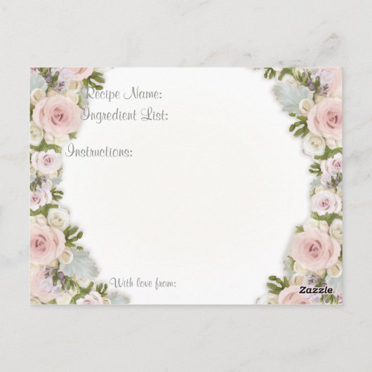 Brautparty Tee Party Rezept Rose Blumenstrauß Postkarte (Rückseite)