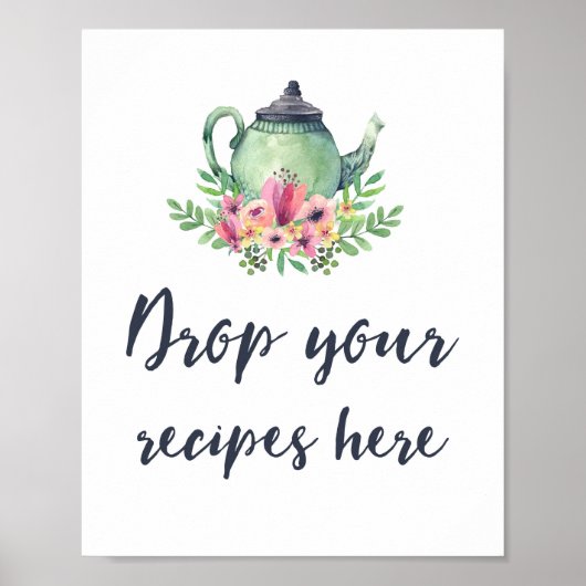 Brautparty Tee Party Rezepte Unterschreiben Poster (Vorne)