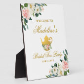 Brautparty Tee Party Rosa Blütengolden Willkommen Fotoplatte (Seite)