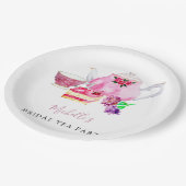 Brautparty Tee Party Rosa Teebeutel Pappteller (Schrägansicht)