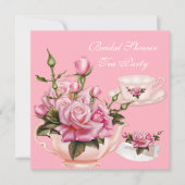 Brautparty Tee Party Rosa Teekanne 2 Einladung (Vorderseite)