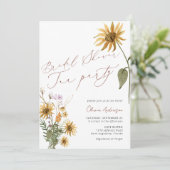 Brautparty Tee Party Sonnenblumen Einladung (Stehend Vorderseite)