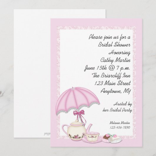 Brautparty Tee Rosa Einladung (Vorne/Hinten)