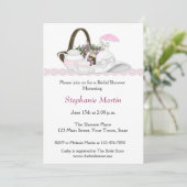 Brautparty-Tee-Rosa Einladung (Stehend Vorderseite)