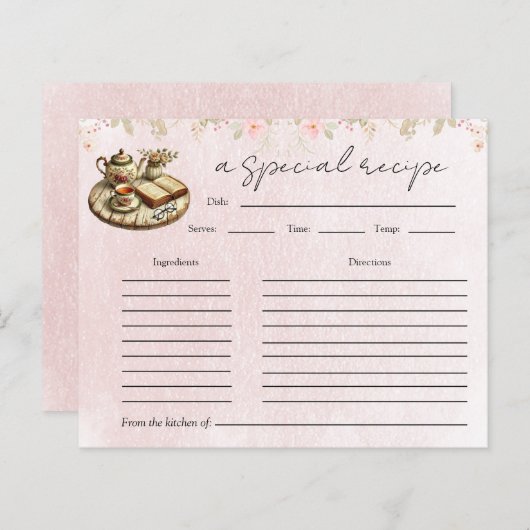 Brautparty Tee  Tee Party Rezept Karte (Vorne/Hinten)