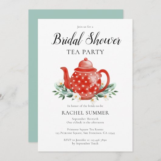 Brautparty Teezeremonie im Wasser Party Einladung (Vorne/Hinten)