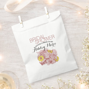 Brautparty Terra Cotta mit Blumenstrauß Geschenktütchen