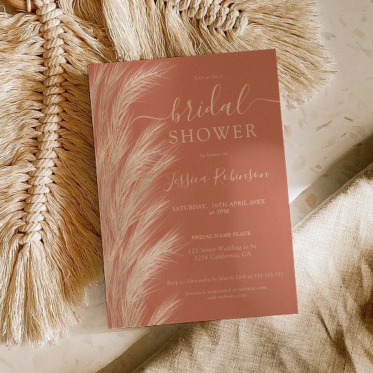 Brautparty Terracotta pampas gras Einladung